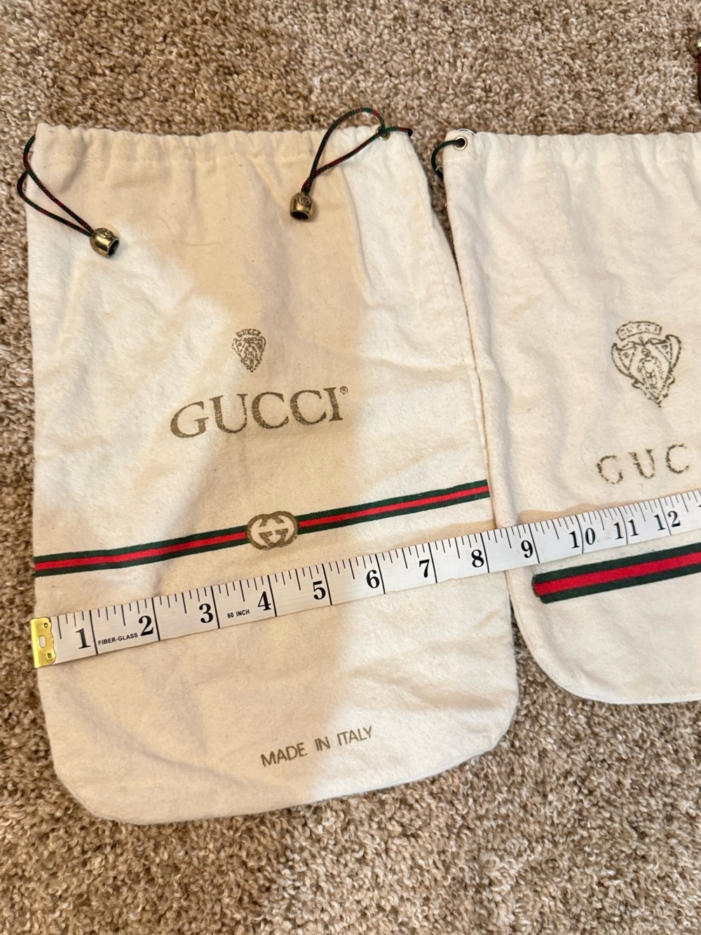 Dust Bags Gucci cream cotton drawstring with red and green stripes - Picture 3 of 7
